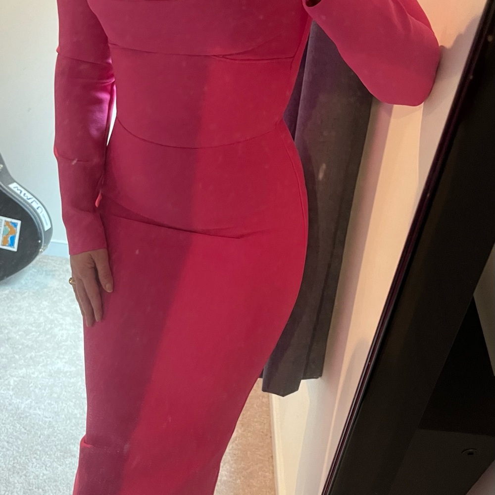 Elegant Pink Long Sleeve Dress